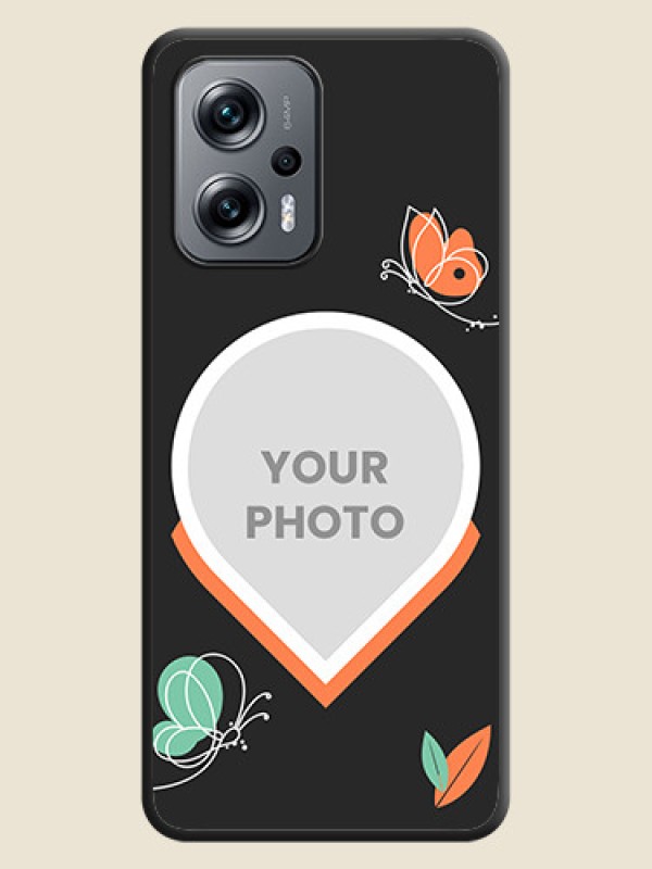 Custom Upload Pic With Simple Butterly Design On Space Black Personalized Soft Matte Phone Covers -Xiaomi Redmi K50I 5G - alternate view