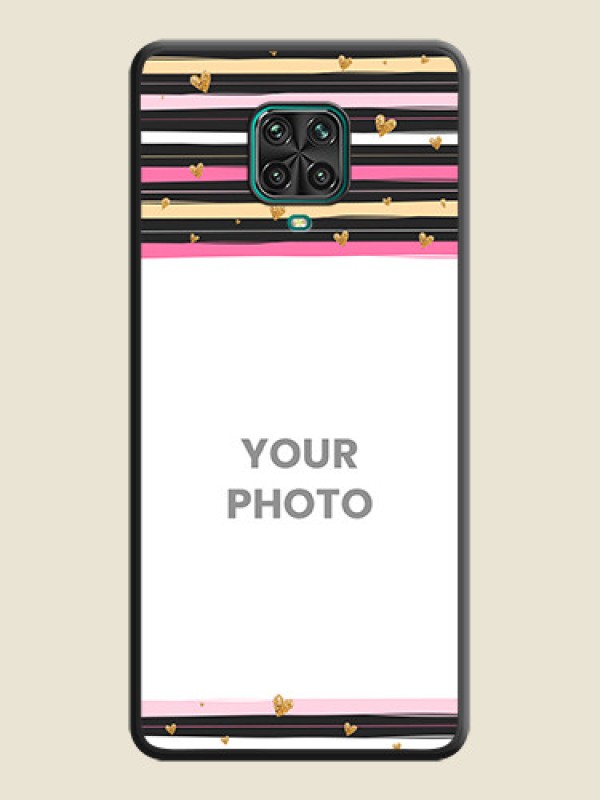 Custom Multicolor Lines and Golden Love Symbols Design on Photo on Space Black Soft Matte Mobile Cover - Redmi Note 10 Lite - alternate view