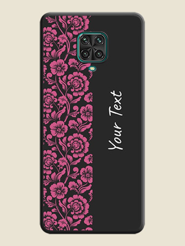 Custom Pink Floral Pattern Design With Custom Text On Space Black Personalized Soft Matte Phone Covers -Xiaomi Redmi Note 10 Lite - alternate view
