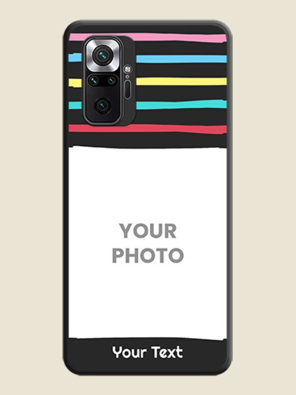 Custom Multicolor Lines with Image on Space Black Personalized Soft Matte Phone Covers - Redmi Note 10 Pro Max - alternate view