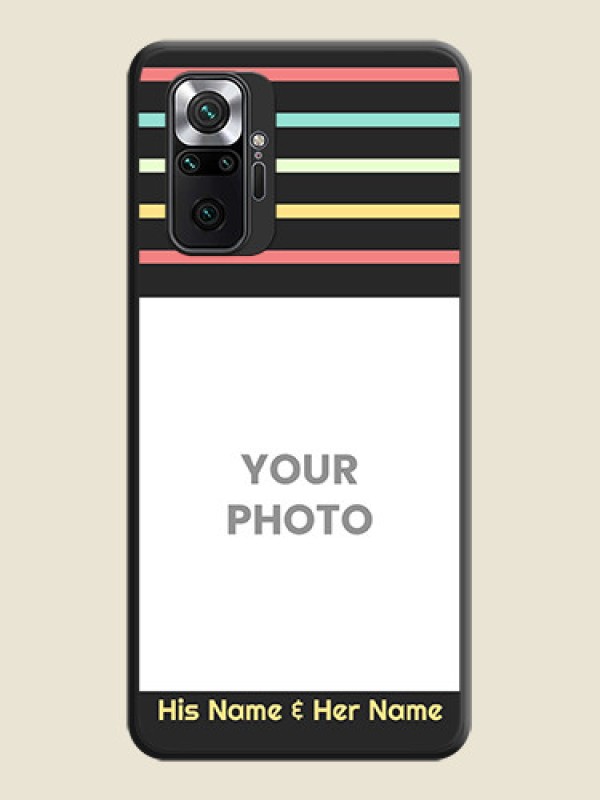 Custom Color Stripes with Photo and Text on Photo on Space Black Soft Matte Mobile Case - Redmi Note 10 Pro Max - alternate view