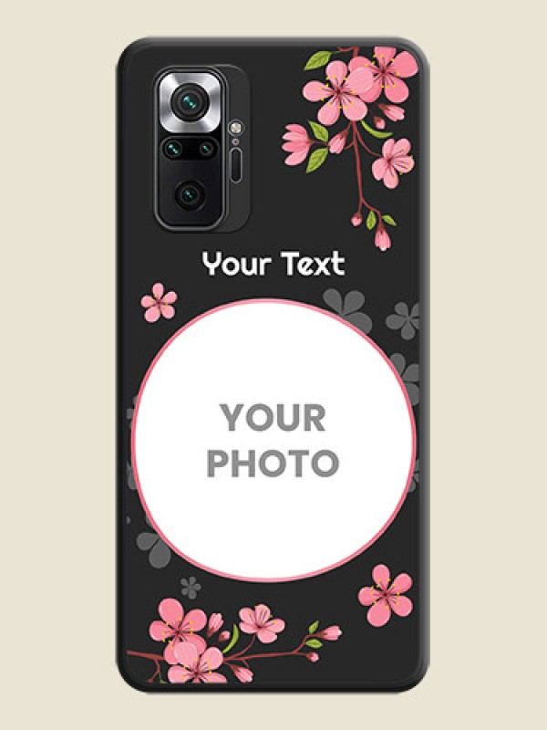 Custom Round Image with Pink Color Floral Design on Photo on Space Black Soft Matte Back Cover - Redmi Note 10 Pro - alternate view