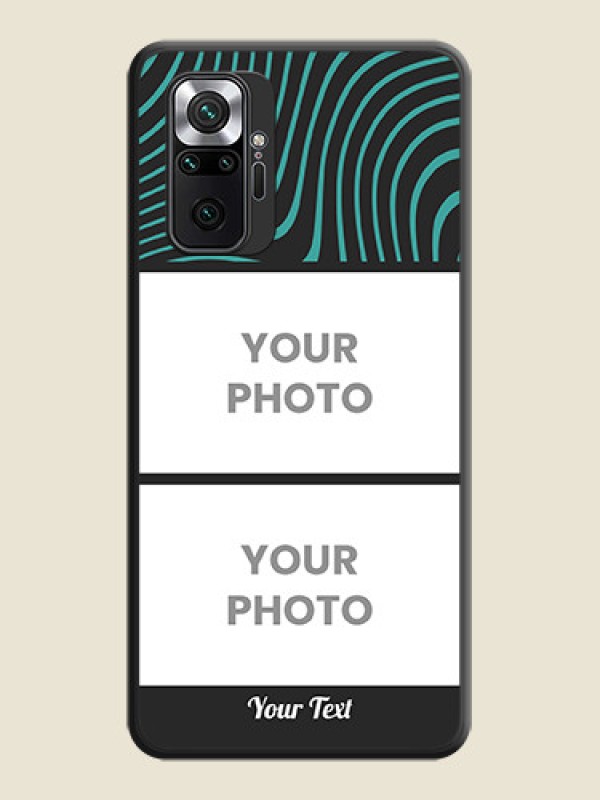 Custom Wave Pattern with 2 Image Holder on Space Black Personalized Soft Matte Phone Covers - Redmi Note 10 Pro - alternate view