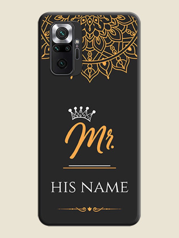 Custom Mr Name with Floral Design  on Personalised Space Black Soft Matte Cases - Redmi Note 10 Pro - alternate view