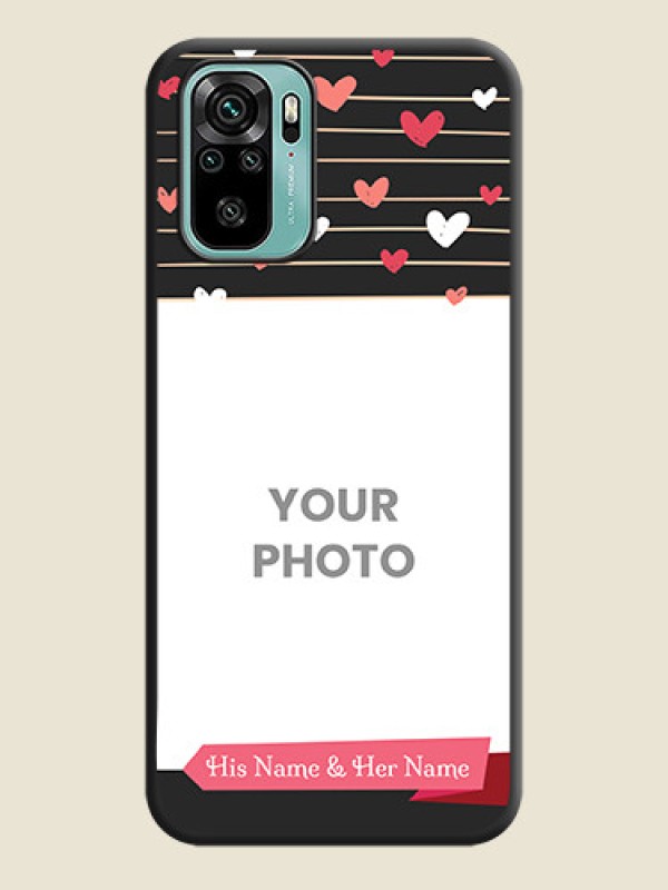 Custom Love Pattern with Name on Pink Ribbon  on Photo on Space Black Soft Matte Back Cover - Redmi Note 10 - alternate view