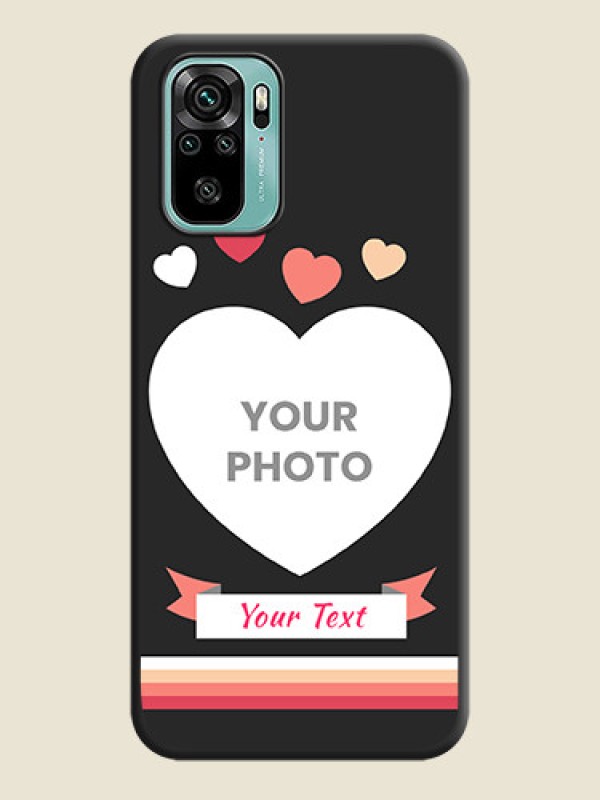 Custom Love Shaped Photo with Colorful Stripes on Personalised Space Black Soft Matte Cases - Redmi Note 10 - alternate view