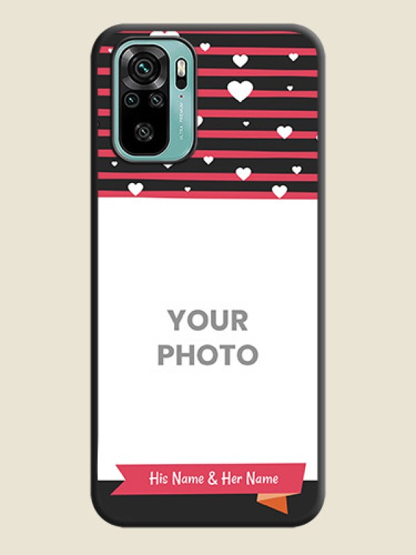 Custom White Color Love Symbols with Pink Lines Pattern on Space Black Custom Soft Matte Phone Cases - Redmi Note 10 - alternate view