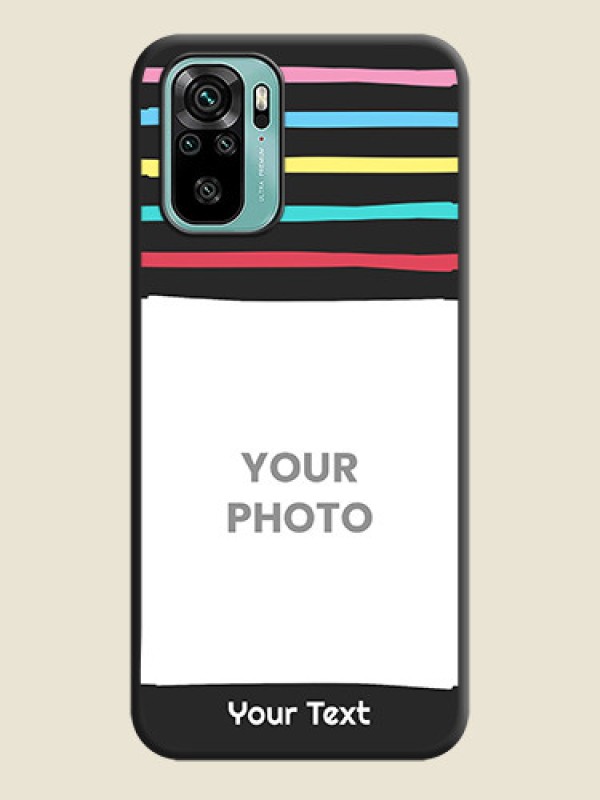 Custom Multicolor Lines with Image on Space Black Personalized Soft Matte Phone Covers - Redmi Note 10 - alternate view