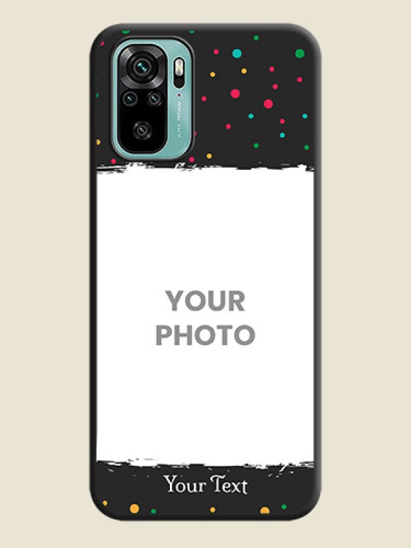 Custom Multicolor Dotted Pattern with Text on Space Black Custom Soft Matte Phone Back Cover - Redmi Note 10 - alternate view