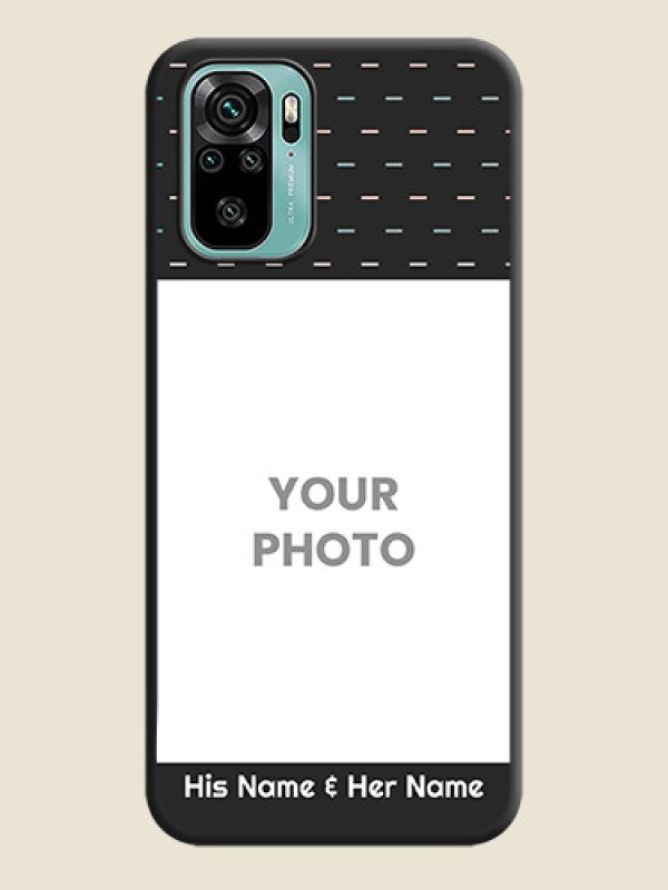 Custom Line Pattern Design with Text on Space Black Custom Soft Matte Phone Back Cover - Redmi Note 10 - alternate view