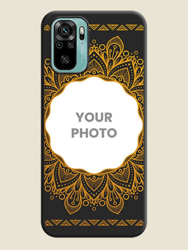 Custom Round Image with Floral Design on Photo on Space Black Soft Matte Mobile Cover - Redmi Note 10 - alternate view