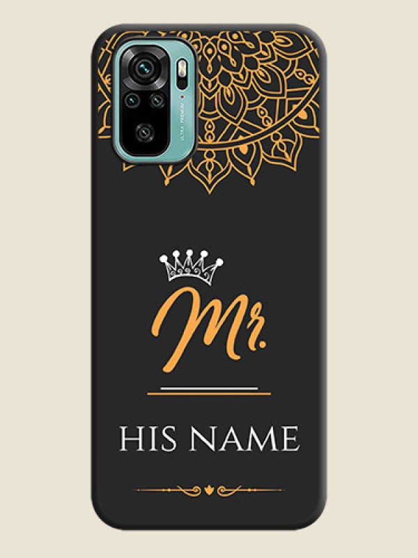 Custom Mr Name with Floral Design  on Personalised Space Black Soft Matte Cases - Redmi Note 10 - alternate view