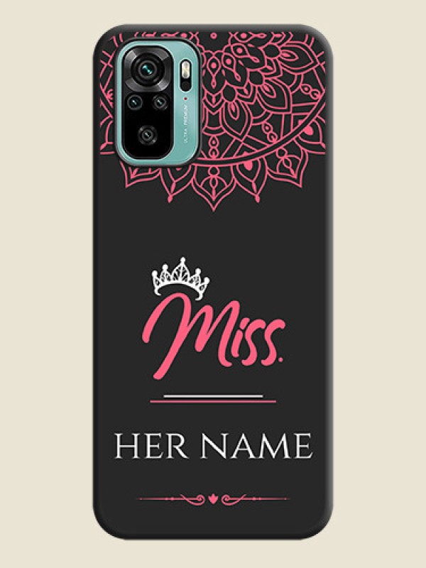 Custom Mrs Name with Floral Design on Space Black Personalized Soft Matte Phone Covers - Redmi Note 10 - alternate view