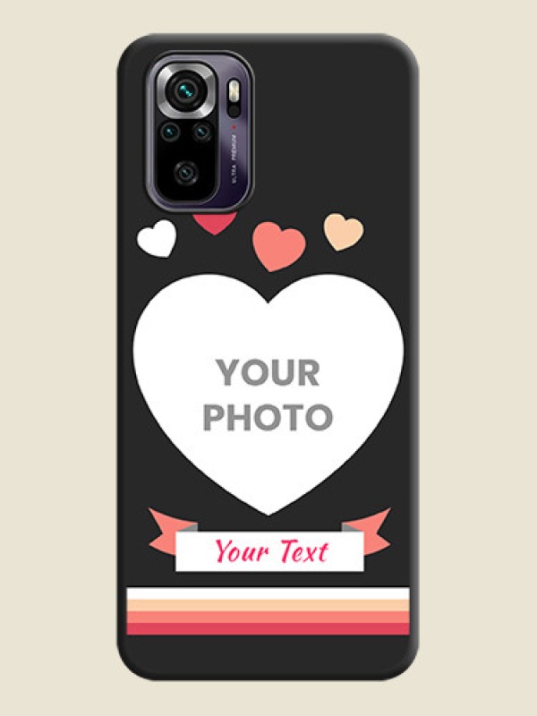 Custom Love Shaped Photo with Colorful Stripes on Personalised Space Black Soft Matte Cases - Redmi Note 10s - alternate view