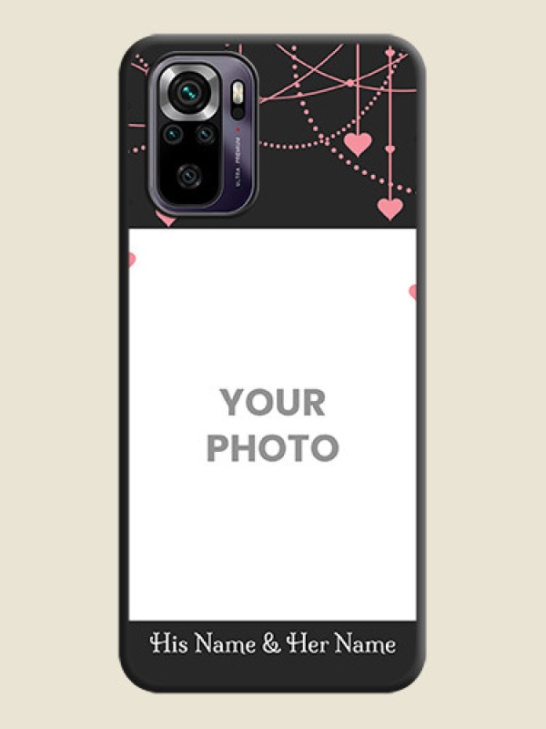Custom Pink Love Hangings with Text on Space Black Custom Soft Matte Back Cover - Redmi Note 10s - alternate view