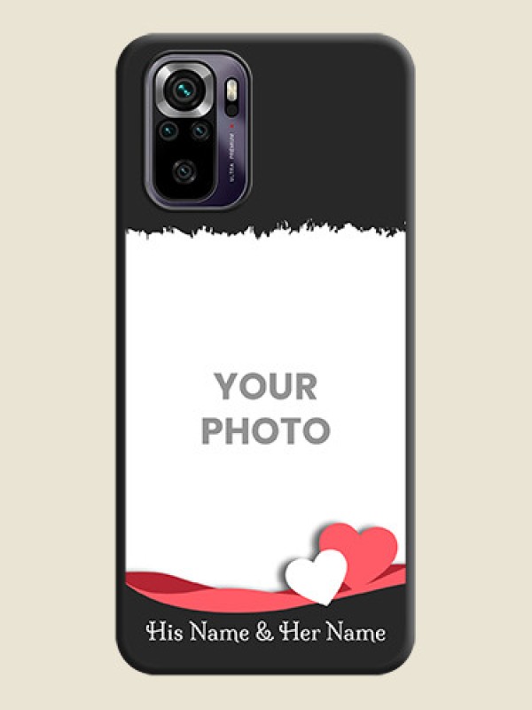 Custom Pin Color Love Shaped Ribbon Design with Text on Space Black Custom Soft Matte Phone Back Cover - Redmi Note 10s - alternate view