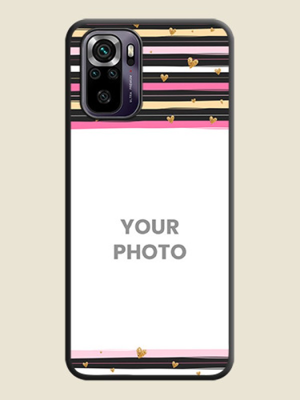 Custom Multicolor Lines and Golden Love Symbols Design on Photo on Space Black Soft Matte Mobile Cover - Redmi Note 10s - alternate view