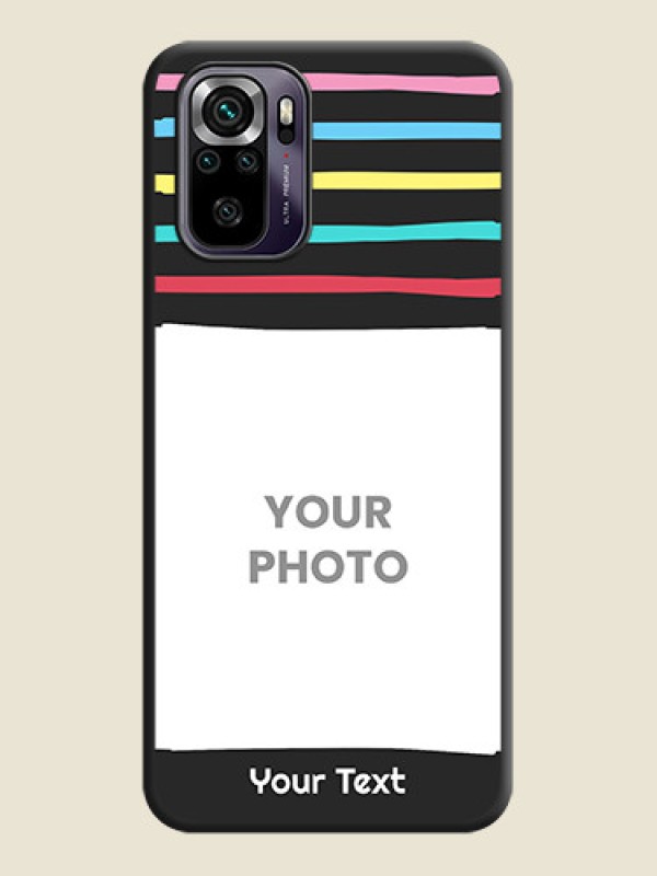Custom Multicolor Lines with Image on Space Black Personalized Soft Matte Phone Covers - Redmi Note 10s - alternate view