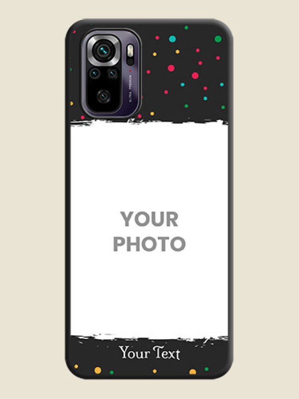 Custom Multicolor Dotted Pattern with Text on Space Black Custom Soft Matte Phone Back Cover - Redmi Note 10s - alternate view