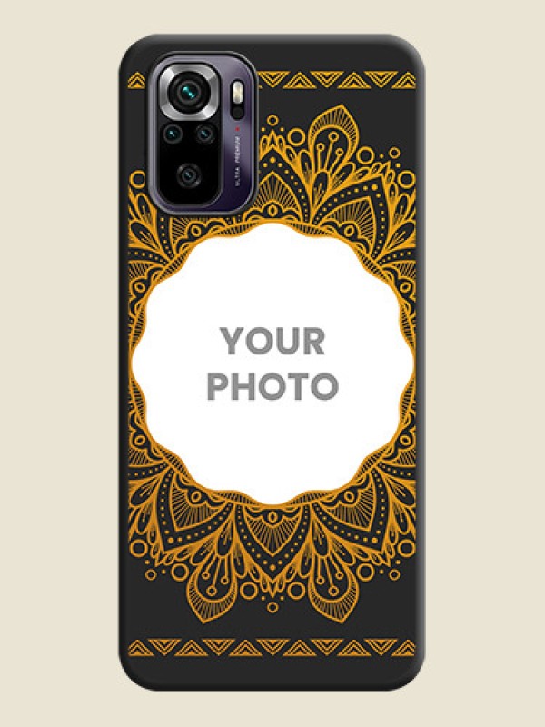 Custom Round Image with Floral Design on Photo on Space Black Soft Matte Mobile Cover - Redmi Note 10s - alternate view