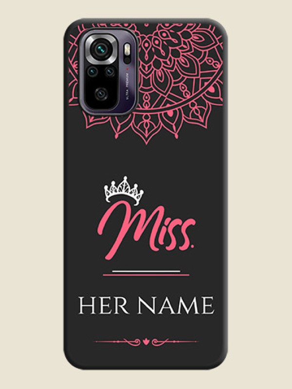 Custom Mrs Name with Floral Design on Space Black Personalized Soft Matte Phone Covers - Redmi Note 10s - alternate view