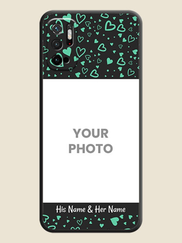 Custom Sea Green Indefinite Love Pattern on Photo on Space Black Soft Matte Mobile Cover - Redmi Note 10T 5G - alternate view