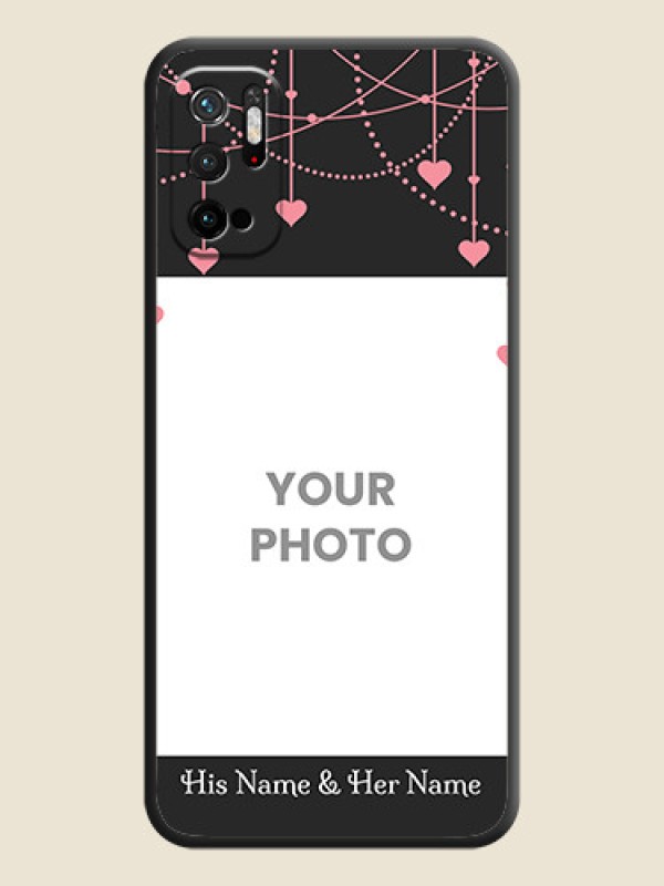 Custom Pink Love Hangings with Text on Space Black Custom Soft Matte Back Cover - Redmi Note 10T 5G - alternate view
