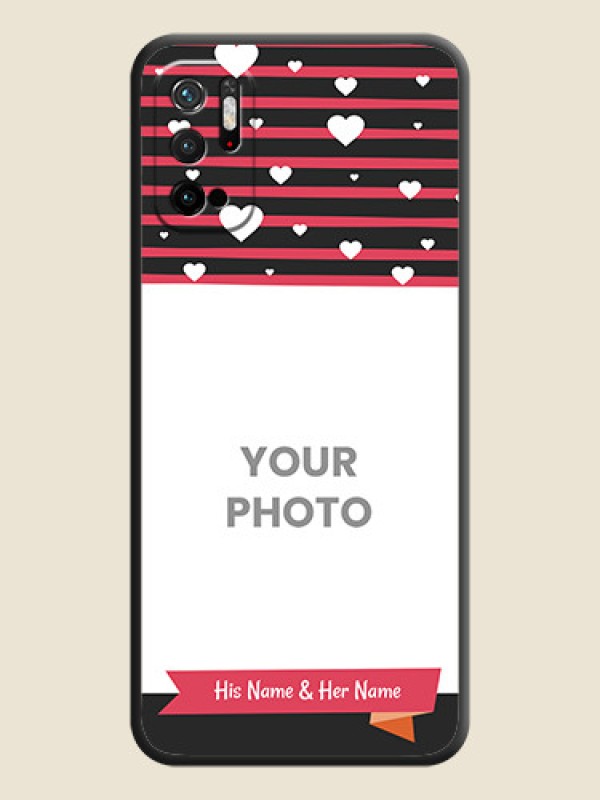 Custom White Color Love Symbols with Pink Lines Pattern on Space Black Custom Soft Matte Phone Cases - Redmi Note 10T 5G - alternate view