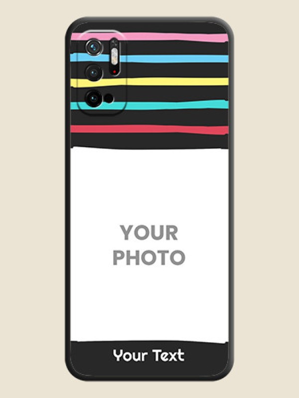 Custom Multicolor Lines with Image on Space Black Personalized Soft Matte Phone Covers - Redmi Note 10T 5G - alternate view