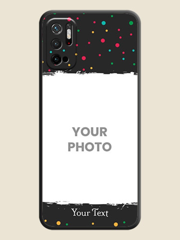 Custom Multicolor Dotted Pattern with Text on Space Black Custom Soft Matte Phone Back Cover - Redmi Note 10T 5G - alternate view