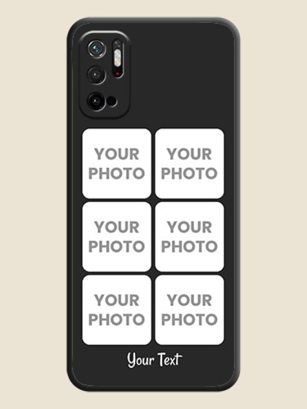 Custom Floral Art with 6 Image Holder on Photo on Space Black Soft Matte Mobile Case - Redmi Note 10T 5G - alternate view