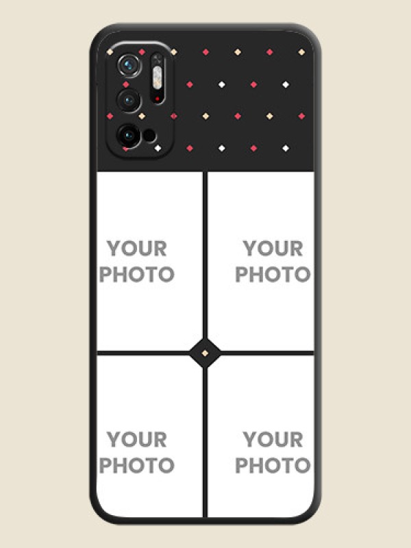 Custom Multicolor Dotted Pattern with 4 Image Holder on Space Black Custom Soft Matte Phone Cases - Redmi Note 10T 5G - alternate view