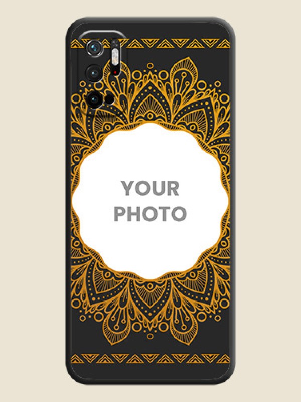 Custom Round Image with Floral Design on Photo on Space Black Soft Matte Mobile Cover - Redmi Note 10T 5G - alternate view