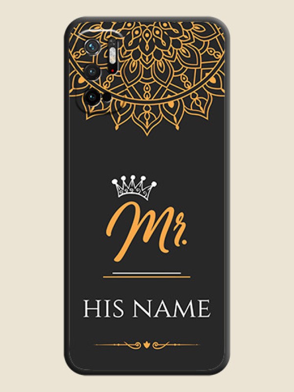 Custom Mr Name with Floral Design  on Personalised Space Black Soft Matte Cases - Redmi Note 10T 5G - alternate view