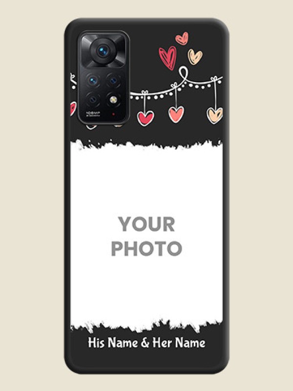 Custom Pink Love Hangings with Name on Space Black Custom Soft Matte Phone Cases - Redmi Note 11 Pro 5G - alternate view