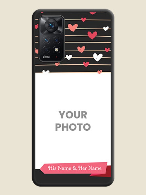 Custom Love Pattern with Name on Pink Ribbon  on Photo on Space Black Soft Matte Back Cover - Redmi Note 11 Pro 5G - alternate view