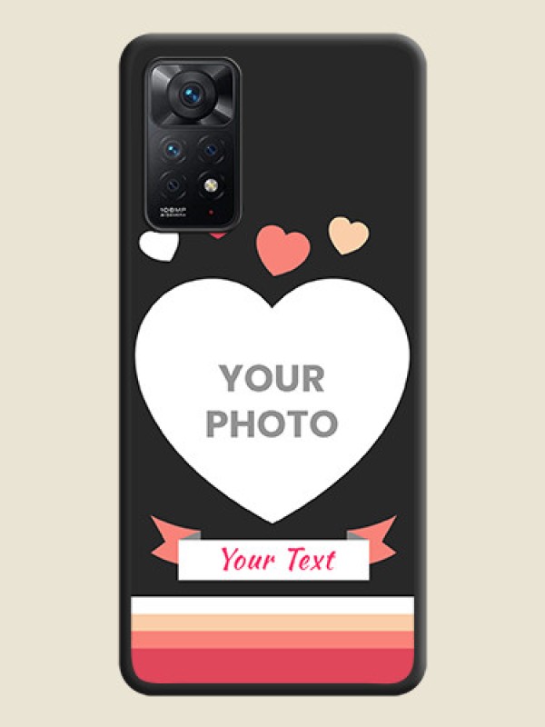 Custom Love Shaped Photo with Colorful Stripes on Personalised Space Black Soft Matte Cases - Redmi Note 11 Pro 5G - alternate view