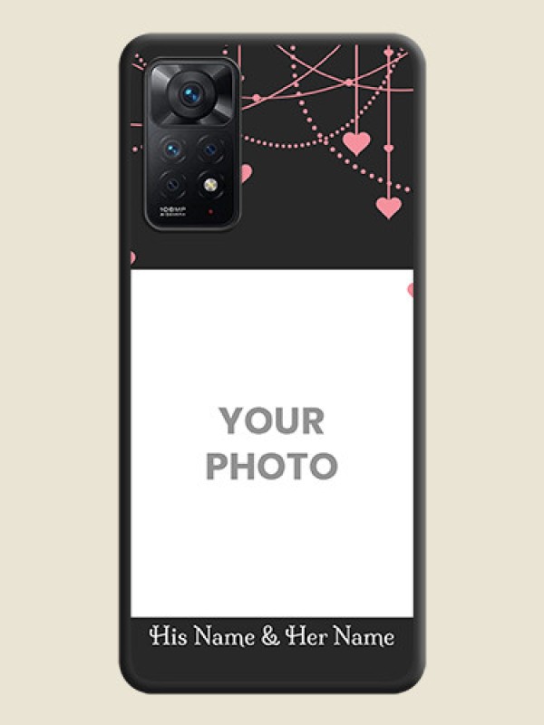 Custom Pink Love Hangings with Text on Space Black Custom Soft Matte Back Cover - Redmi Note 11 Pro 5G - alternate view