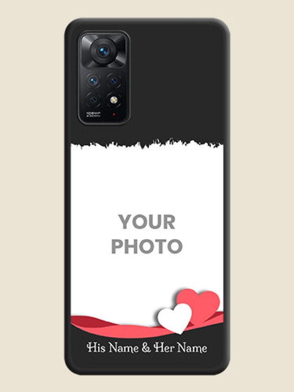 Custom Pin Color Love Shaped Ribbon Design with Text on Space Black Custom Soft Matte Phone Back Cover - Redmi Note 11 Pro 5G - alternate view