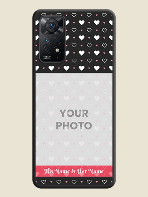 Custom White Color Love Symbols with Text Design on Photo on Space Black Soft Matte Phone Cover - Redmi Note 11 Pro 5G - alternate view