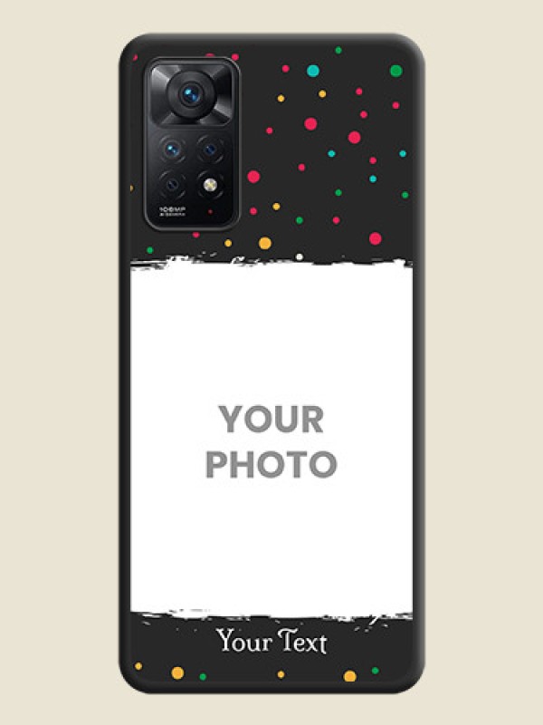 Custom Multicolor Dotted Pattern with Text on Space Black Custom Soft Matte Phone Back Cover - Redmi Note 11 Pro 5G - alternate view