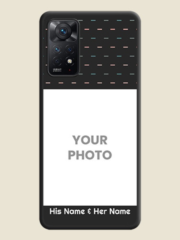 Custom Line Pattern Design with Text on Space Black Custom Soft Matte Phone Back Cover - Redmi Note 11 Pro 5G - alternate view