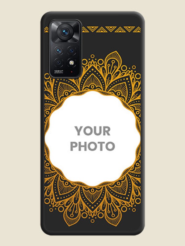 Custom Round Image with Floral Design on Photo on Space Black Soft Matte Mobile Cover - Redmi Note 11 Pro 5G - alternate view