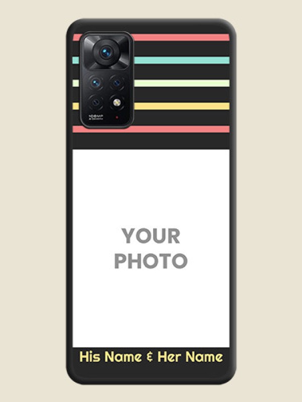 Custom Color Stripes with Photo and Text on Photo on Space Black Soft Matte Mobile Case - Redmi Note 11 Pro 5G - alternate view