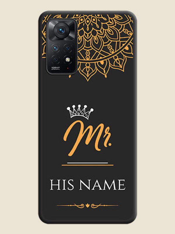 Custom Mr Name with Floral Design  on Personalised Space Black Soft Matte Cases - Redmi Note 11 Pro 5G - alternate view