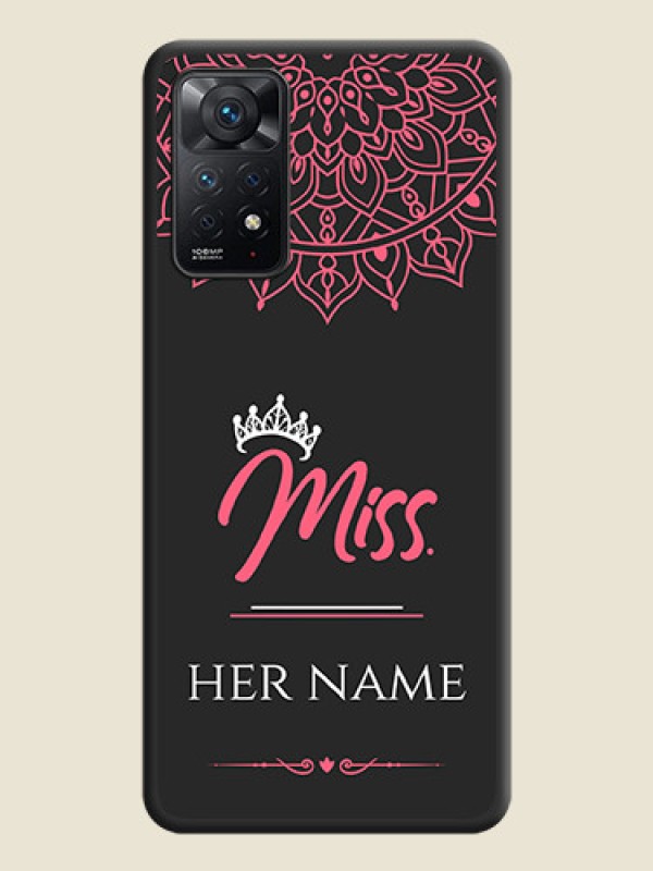 Custom Mrs Name with Floral Design on Space Black Personalized Soft Matte Phone Covers - Redmi Note 11 Pro 5G - alternate view