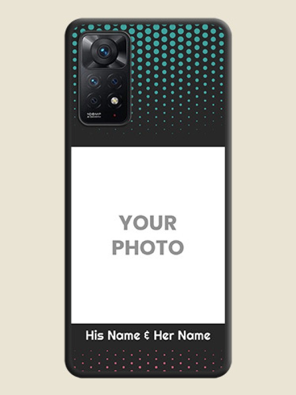 Custom Faded Dots with Grunge Photo Frame and Text on Space Black Custom Soft Matte Phone Cases - Redmi Note 11 Pro 5G - alternate view