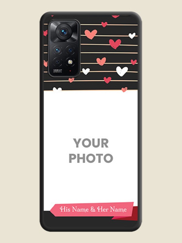 Custom Love Pattern with Name on Pink Ribbon  on Photo on Space Black Soft Matte Back Cover - Redmi Note 11 Pro Plus 5G - alternate view