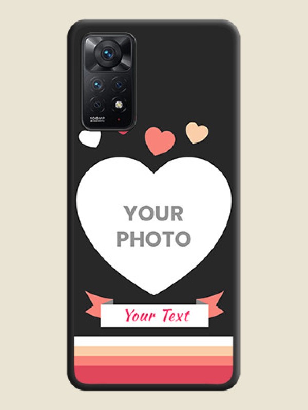 Custom Love Shaped Photo with Colorful Stripes on Personalised Space Black Soft Matte Cases - Redmi Note 11 Pro Plus 5G - alternate view