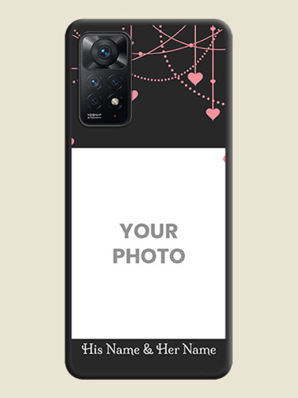 Custom Pink Love Hangings with Text on Space Black Custom Soft Matte Back Cover - Redmi Note 11 Pro Plus 5G - alternate view